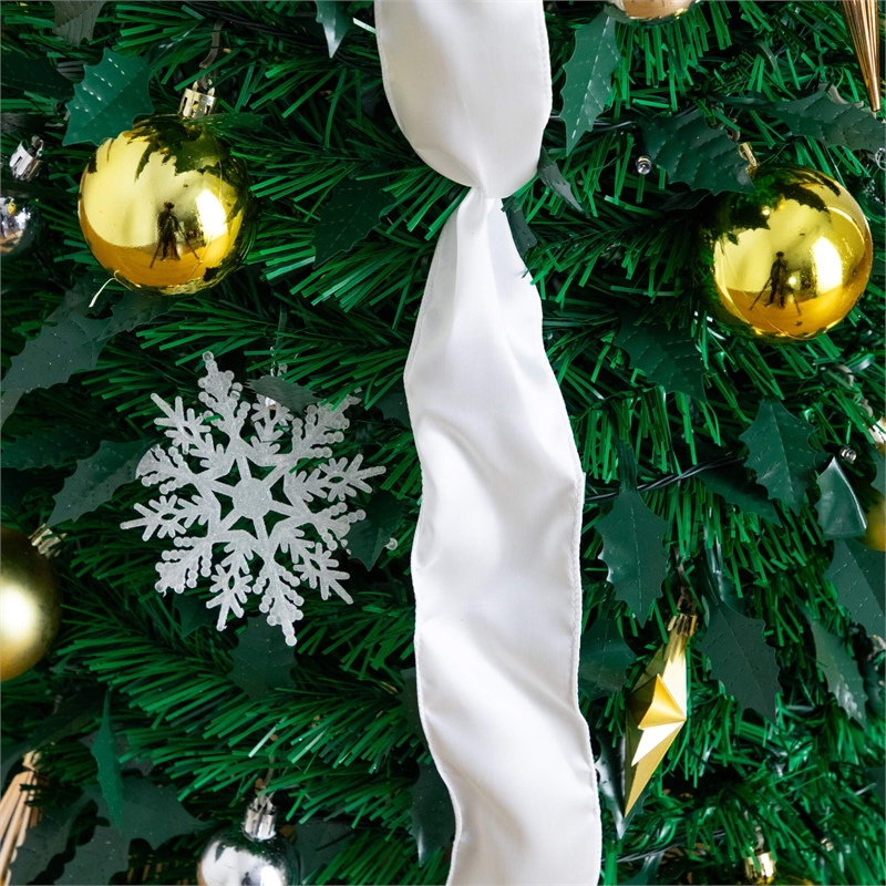 Nearly Natural 5ft Pre-Lit Pop up Christmas Tree with Gold & Silver Ornaments