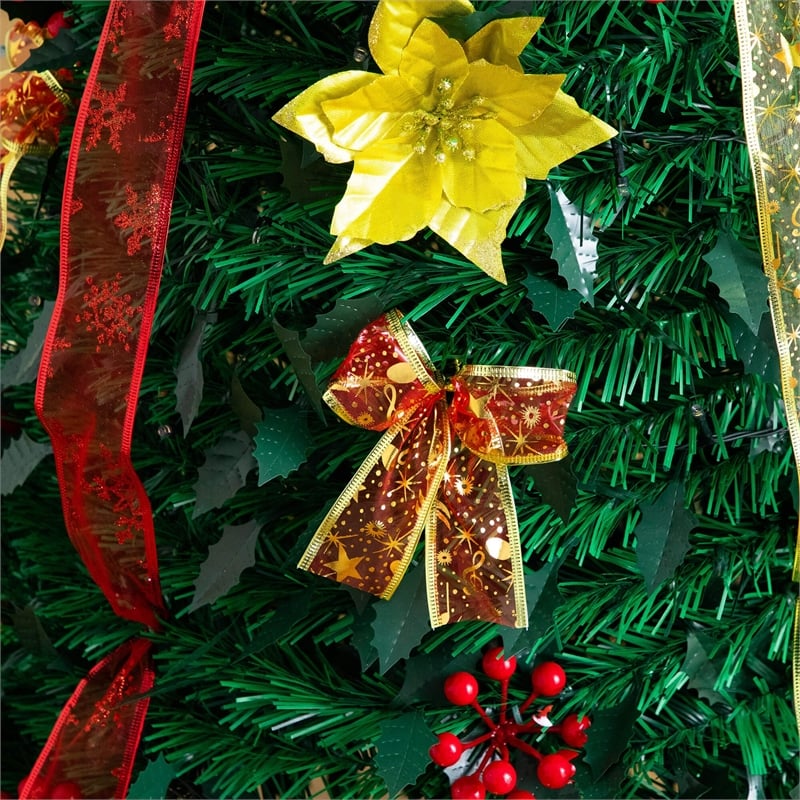 Nearly Natural 5ft Pre-Lit Pop up Christmas Tree with Red & Gold Ornaments