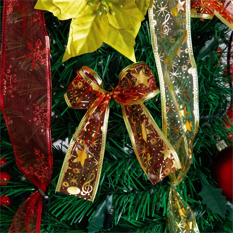 Nearly Natural 6ft Pre-Lit Pop up Christmas Tree with Red & Gold Ornaments
