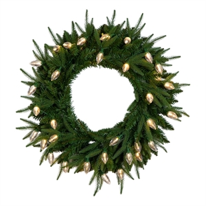 nearly natural 24&quot pre-lit luxembourg pine christmas wreath w/ 35 multicolored