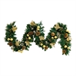 Nearly Natural 9ft Pre-Lit Golden Frosted Christmas Garland w/ 50 Warm White LED