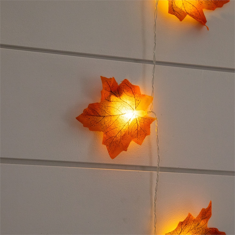 Nearly Natural 5ft Pre-Lit Autumn Maple Leaf Fall Garland w/ 10 LED String