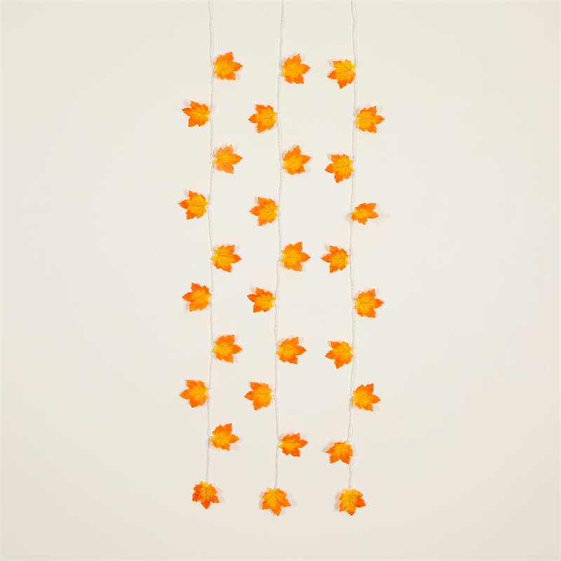 Nearly Natural 5ft Pre-Lit Autumn Maple Leaf Fall Garland w/ 10 LED String
