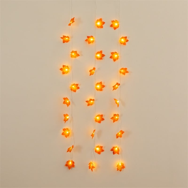 Nearly Natural 5ft Pre-Lit Autumn Maple Leaf Fall Garland w/ 10 LED String