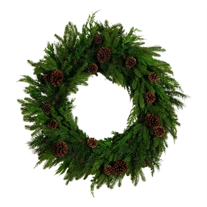 nearly natural 30&quot artificial norfolk mixed pine wreath w/ pinecones in green