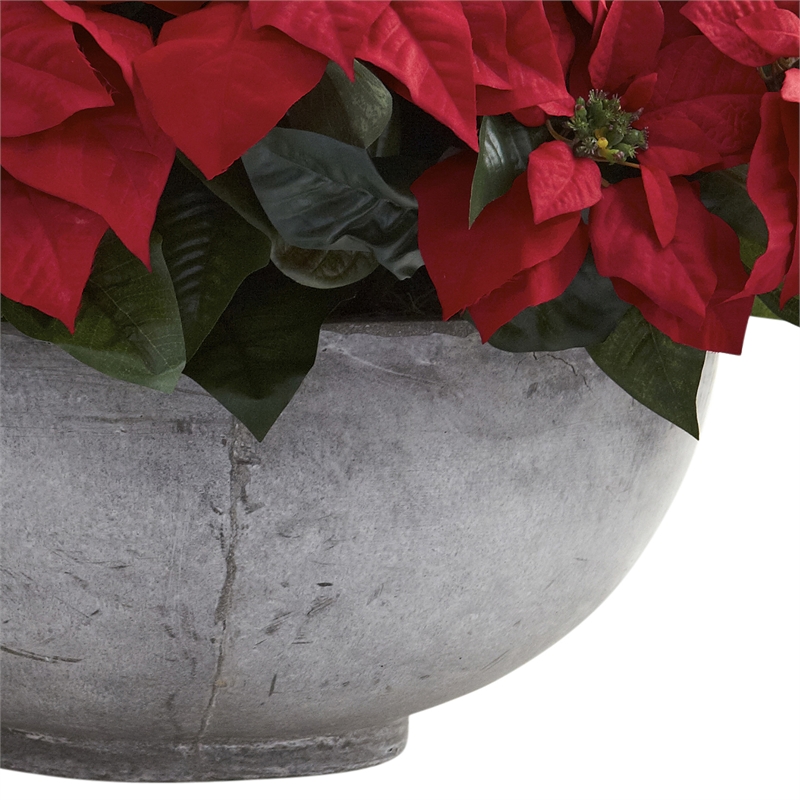 Nearly Natural Giant Poinsettia Arrangement with Decorative Planter in Green