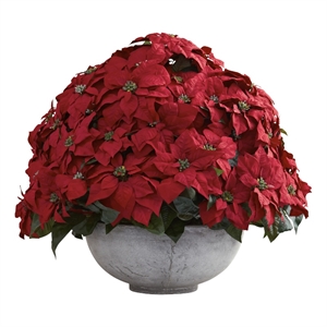 Nearly Natural Giant Poinsettia Arrangement with Decorative Planter in Green