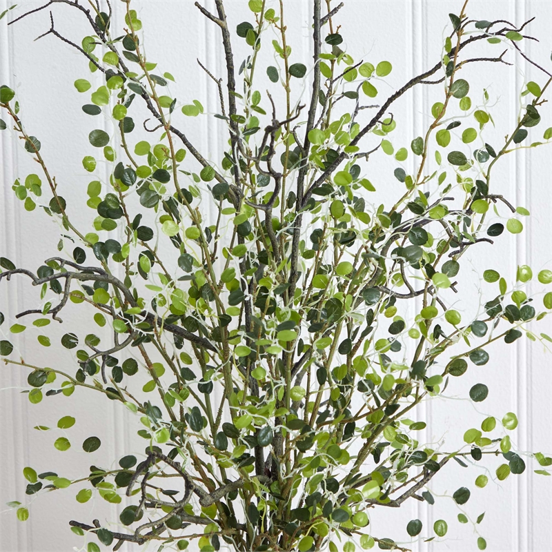 Nearly Natural Night Willow Arrangement in Glass Vase in White