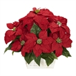 Nearly Natural Poinsettia with White Wash Planter Silk Arrangement in Red
