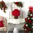 Nearly Natural Poinsettia with Decorative Planter Silk Arrangement in Red