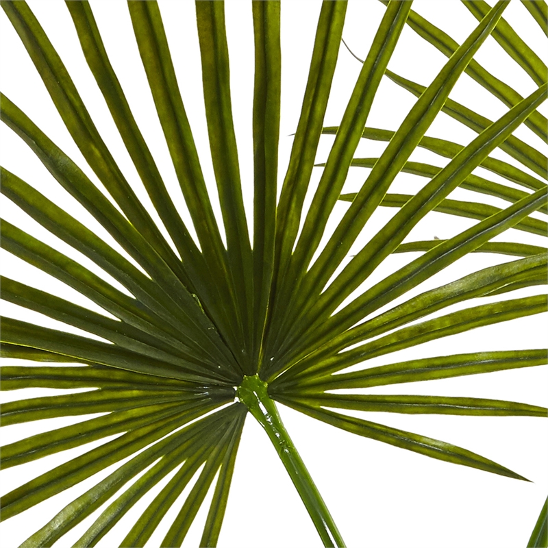 Nearly Natural Fan Palm Artificial Arrangement in Glass Vase in Green