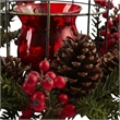 Nearly Natural Pine Berry Birdhouse Candelabrum in Red