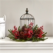 Nearly Natural Pine Berry Birdhouse Candelabrum in Red