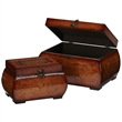 Nearly Natural Decorative Lacquered Wood Chests in Brown (Set of 2)