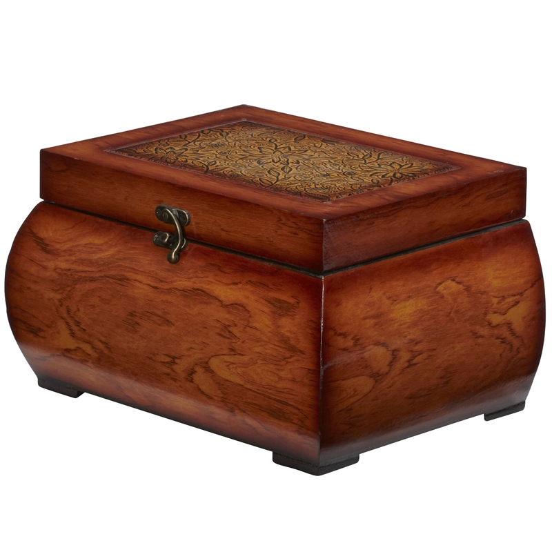 Nearly Natural Decorative Lacquered Wood Chests in Brown (Set of 2)