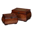 Nearly Natural Decorative Lacquered Wood Chests in Brown (Set of 2)
