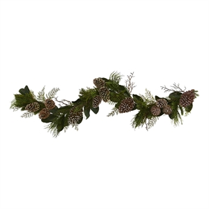 Nearly Natural 6ft Pinecone & Pine Artificial Garland in Green