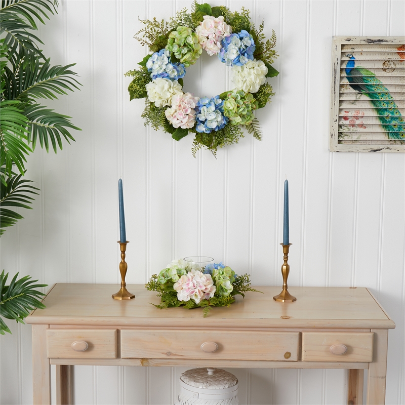 Nearly Natural Hydrangea Artificial Candelabrum in Multi-Color