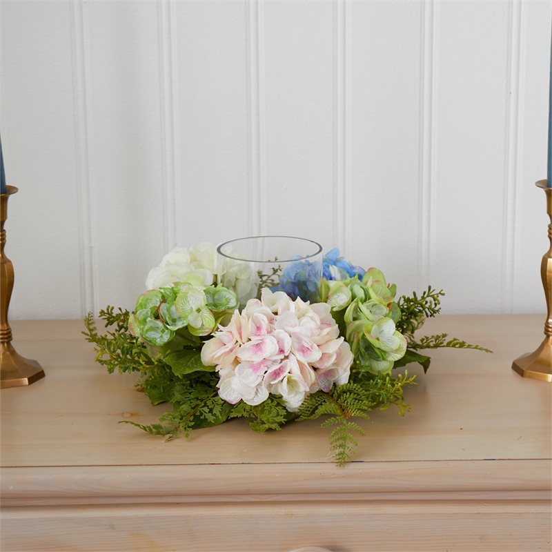Nearly Natural Hydrangea Artificial Candelabrum in Multi-Color