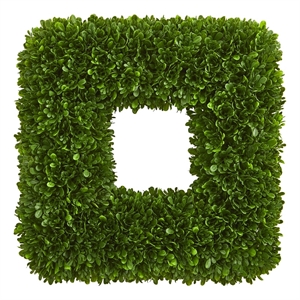 Nearly Natural 17&quot Tea Leaf Square Wreath UV Resistant(Indoor/Outdoor) in Green