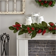 Nearly Natural 5ft Magnolia Berry Pine Artificial Garland in Green