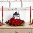 Nearly Natural Poinsettia Berry Pine Artificial Arrangement Candelabrum in Red