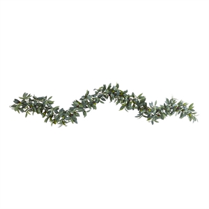 Nearly Natural 6.5ft Olive Artificial Garland in Green