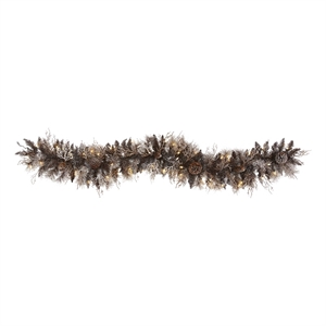 Nearly Natural 6ft Flocked Garland with 50 Warm White Lights