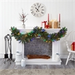 Nearly Natural 6ft Flocked Garland with 50 Multicolor Lights & Berries in Green