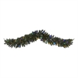 Nearly Natural 6ft Flocked Garland with 50 Multicolor Lights & Berries in Green