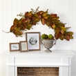 Nearly Natural 6ft Autumn Magnolia Leaf & Berries Artificial Garland in Green