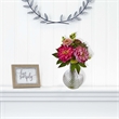 Nearly Natural Peony and Mum in Glass Vase in Pink