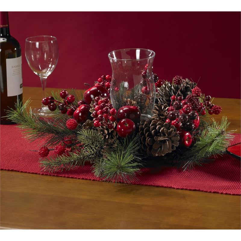 Nearly Natural Holiday Candelabrum in Red
