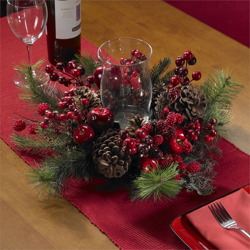 Nearly Natural Holiday Candelabrum in Red