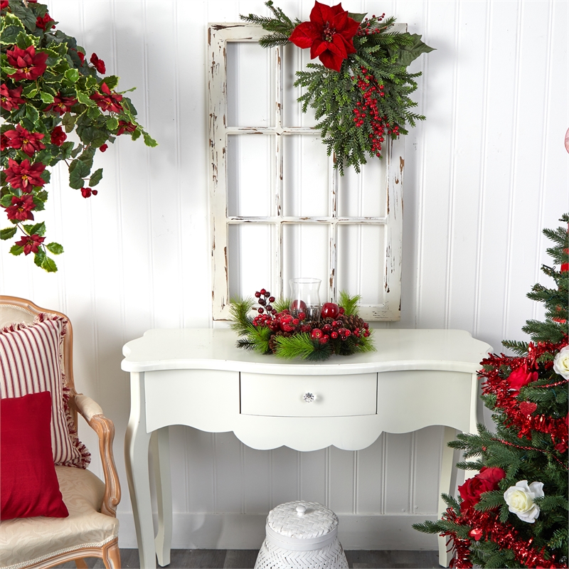 Nearly Natural Holiday Candelabrum in Red