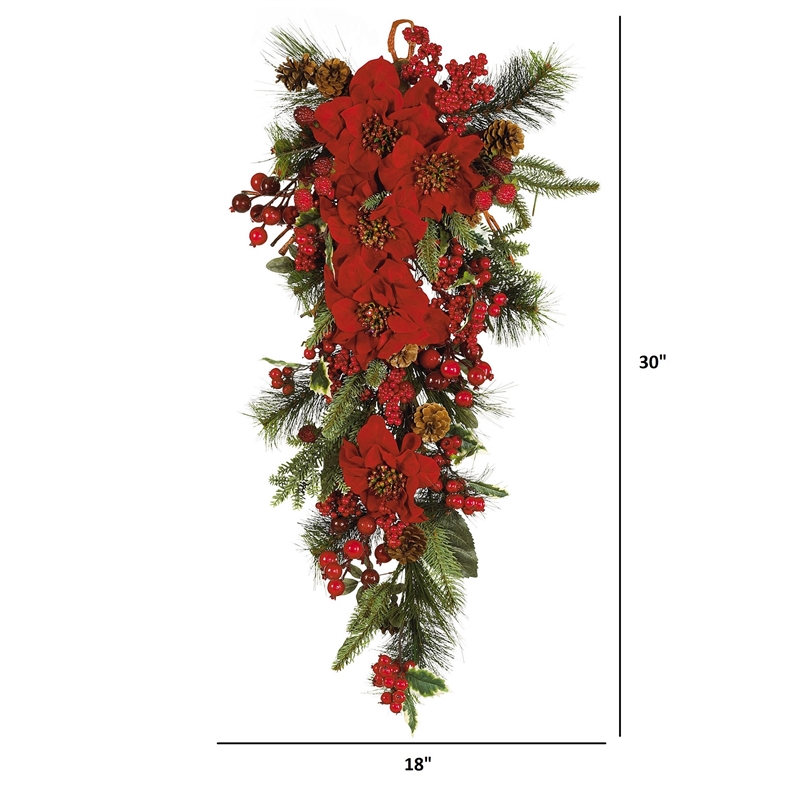 Nearly Natural Poinsettia Teardrop in Red