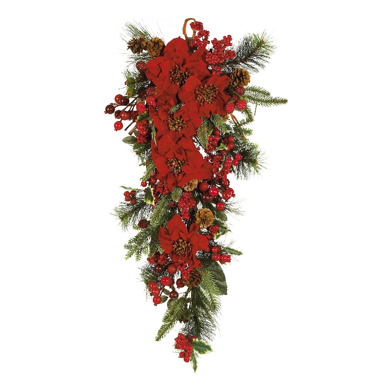Nearly Natural Poinsettia Teardrop in Red