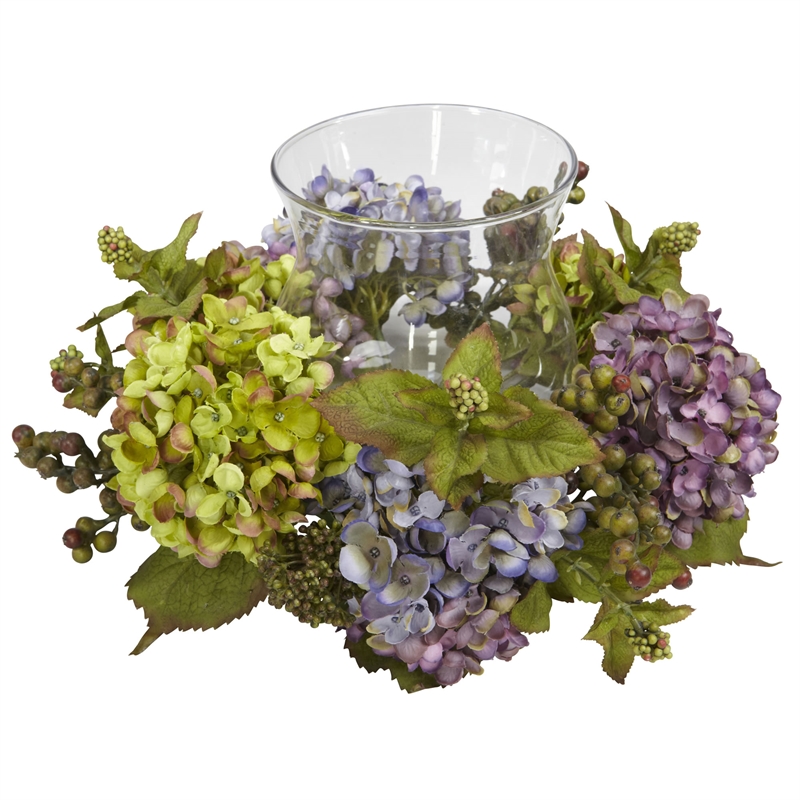 Nearly Natural Mixed Hydrangea Candelabrum Silk Arrangement in Multi-Color