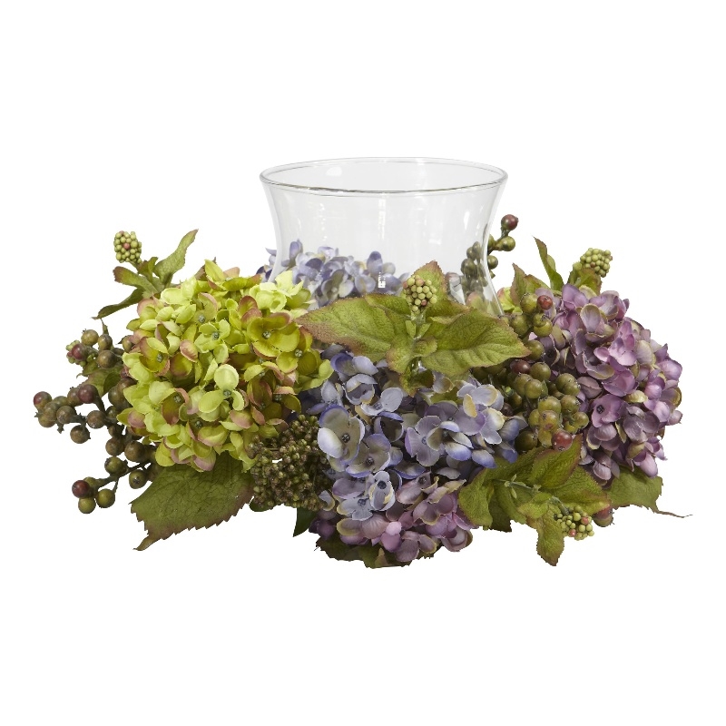 Nearly Natural Mixed Hydrangea Candelabrum Silk Arrangement in Multi-Color