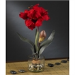 Nearly Natural Amaryllis with Round Vase in Red