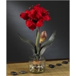 Nearly Natural Amaryllis with Round Vase in Red