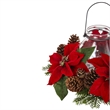 Nearly Natural Poinsettia Pine & Pinecone Candelabrum in Red