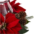 Nearly Natural Poinsettia Pine & Pinecone Candelabrum in Red