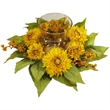 Nearly Natural Golden Sunflower Candelabrum Silk Flower Arrangement in Yellow