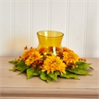 Nearly Natural Golden Sunflower Candelabrum Silk Flower Arrangement in Yellow