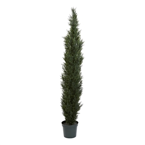 Nearly Natural 7ft Mini Cedar Pine Tree w/ 3614 Tips in 12&quot Pot (Two Tone Green)