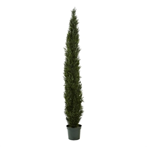 Nearly Natural 8ft Mini Cedar Pine Tree w/ 4249 tips in 12&quot Pot (Two Tone Green)