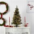 Nearly Natural 3ft Green Christmas Tree with Pinecones & Clear Lights