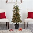 Nearly Natural 4.5ft Green Christmas Tree with Clear Lights & Decorative Planter