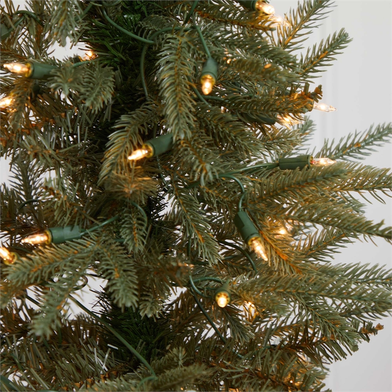 Nearly Natural 4.5ft Green Christmas Tree with Clear Lights & Decorative Planter